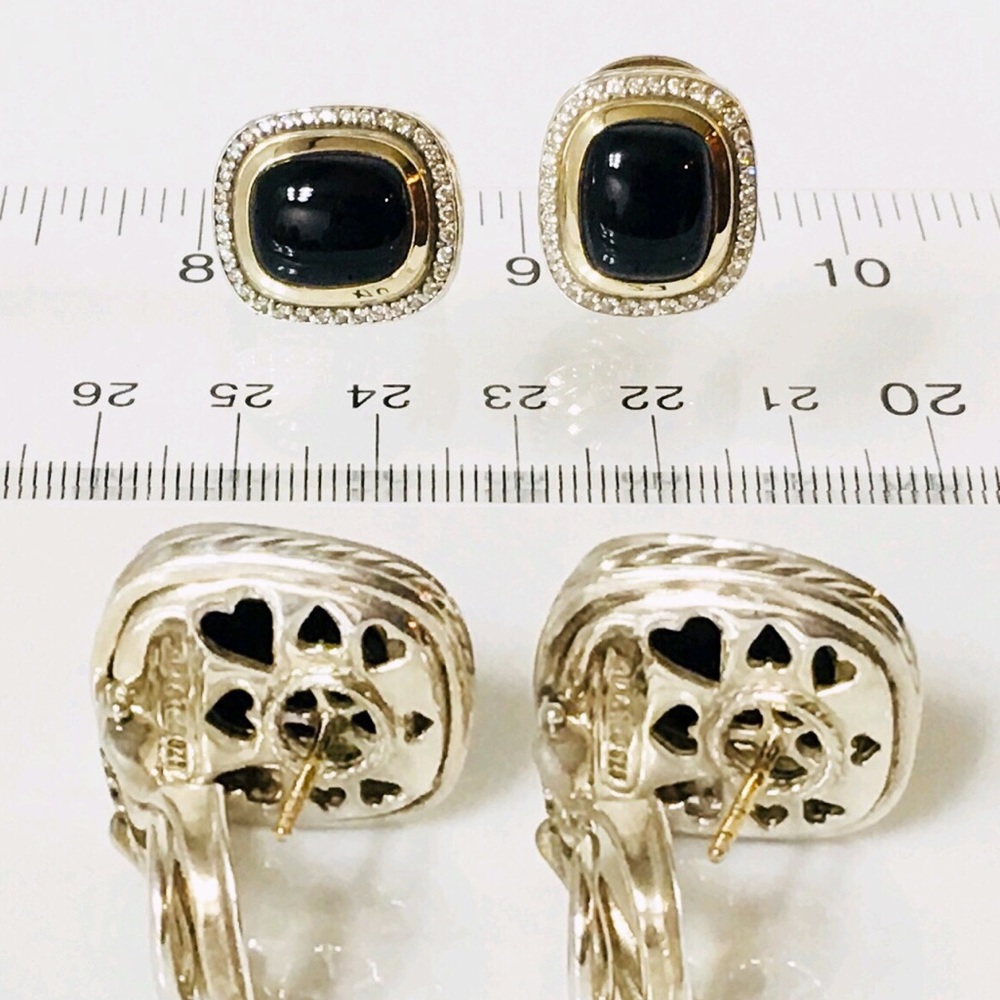 David Yurman Black Onyx & Diamond Albion Earrings - Picture 4 of 5